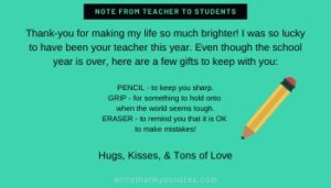 goodbye note from teacher to students